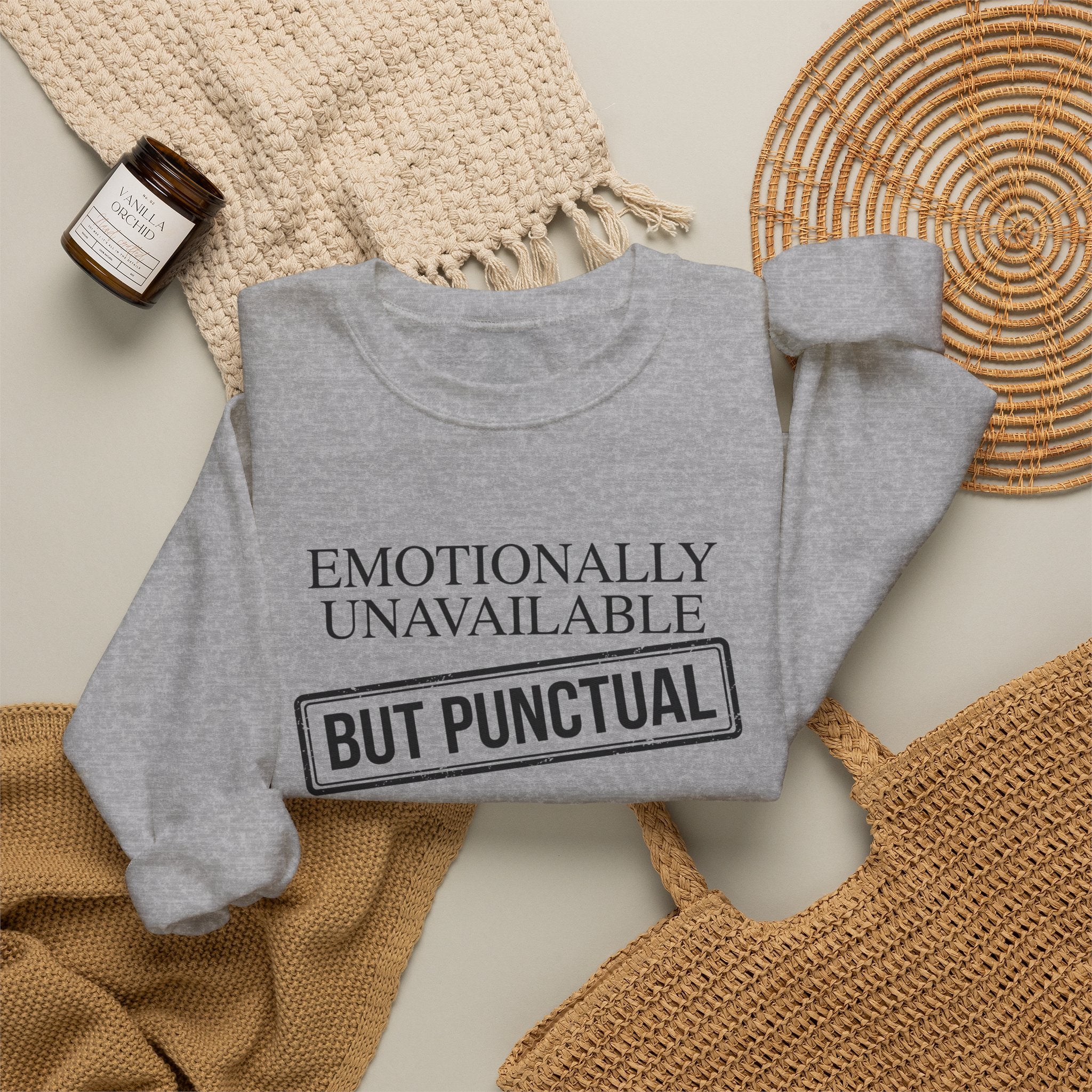 Emotionally Unavailable But Punctual — Crewneck Sweatshirt