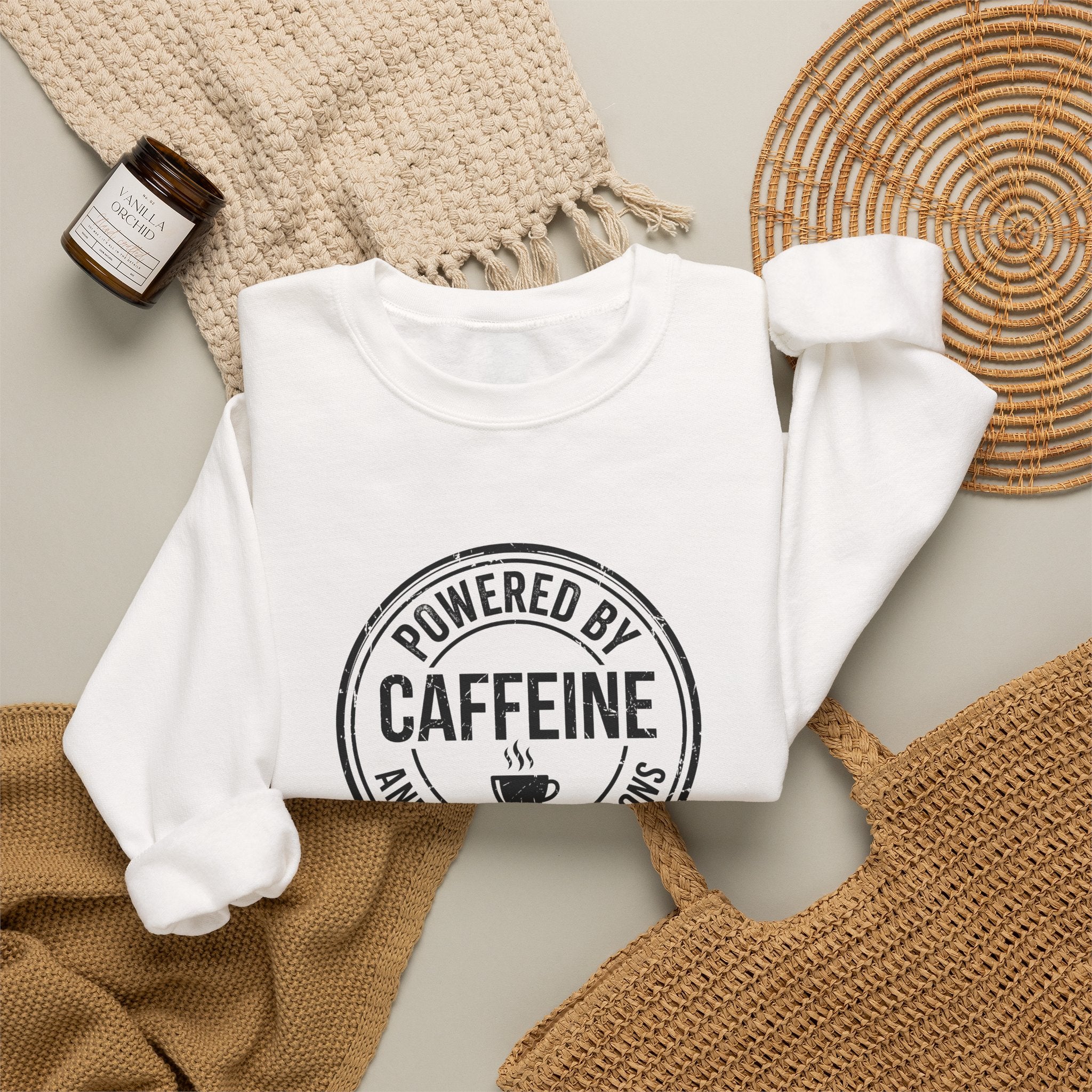 Powered by Caffeine and Low Expectations — Crewneck Sweatshirt