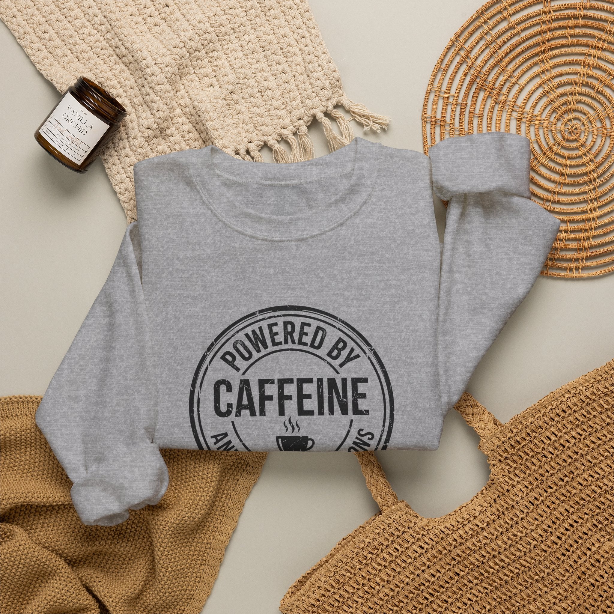 Powered by Caffeine and Low Expectations — Crewneck Sweatshirt