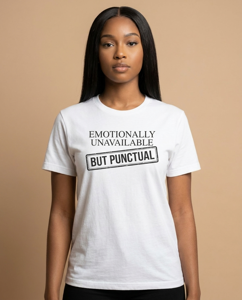 Emotionally Unavailable But Punctual — Unisex Tee